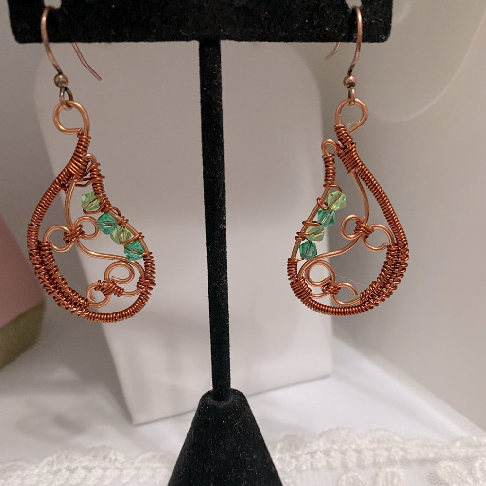Clearence//Handmade wire wrapped earrings